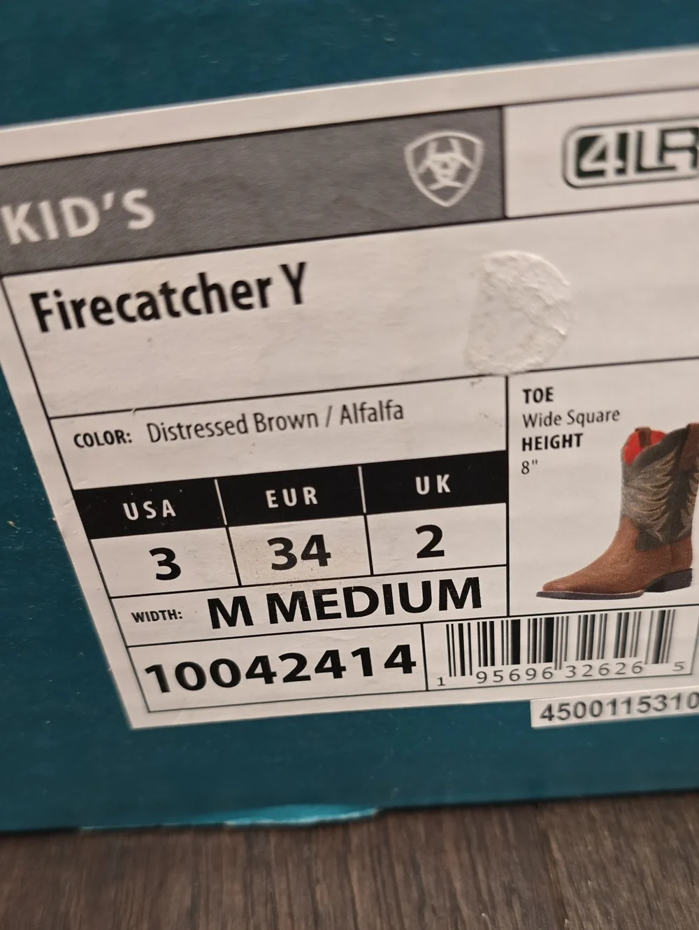 Ariat Tan Leather and Olive Suede Western Boots Firecatcher Youth
